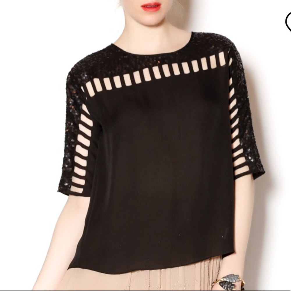 Rebecca Taylor sequins & cutouts blouse